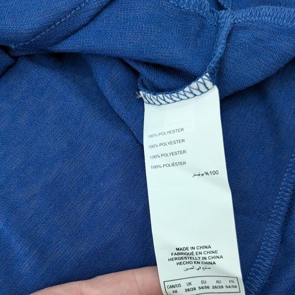 Addition Elle, Royal blue, 3/4 length sleeve, crepe shirt with ruffled hem. - Picture 2 of 16